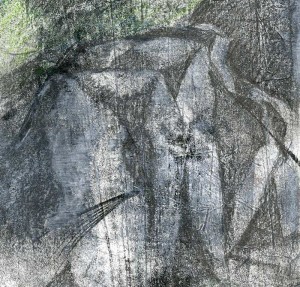Hill and Habitat monoprint paper graphite and crayon
