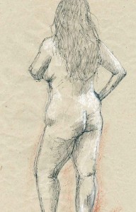 life drawing on packing paper